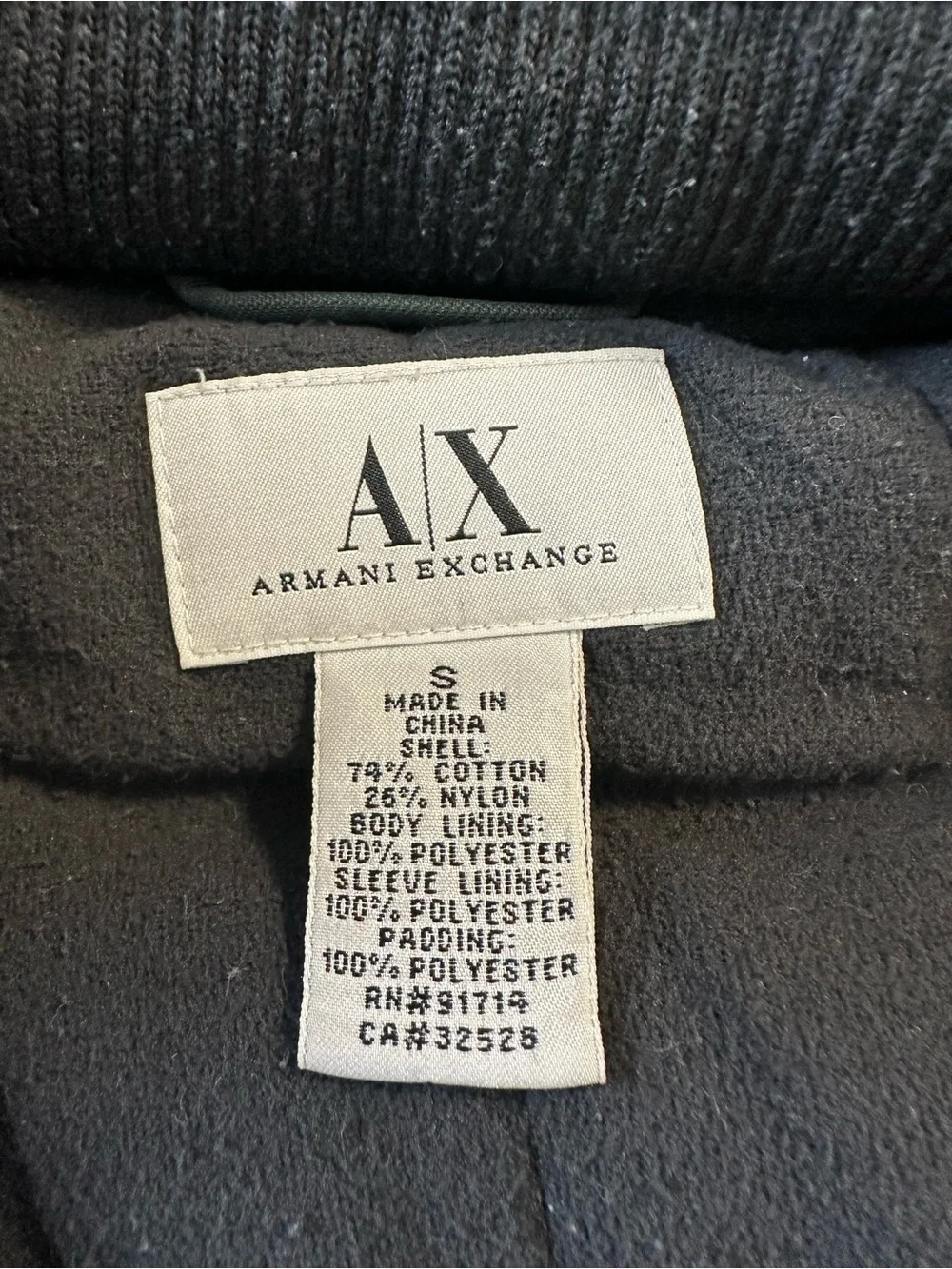 Armani exchange lined gray zip up bomber jacket